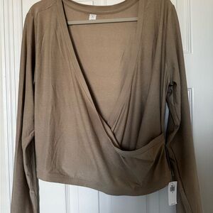 Elegant Tan Wrap Top - NWT - Balletcore